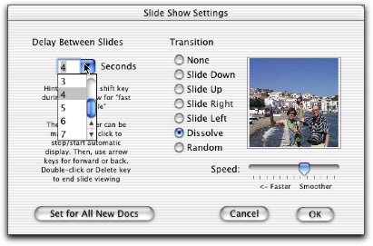 Slide Show Settings Window