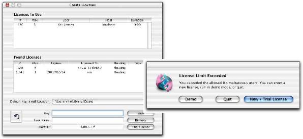 Dialog shown when the license limit is exceeded