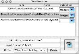 Web Resources window