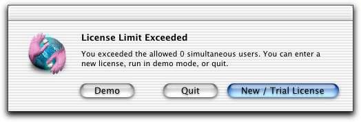 Dialog shown when the license limit is exceeded